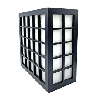12"H. Black Wooden Checkered Frame Dofu Japanese Wall Lamp, In line on /off switch and Wall Mounting Kit