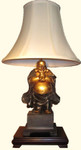 Lamp: Free standing Buddha on rosewood stand