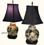 Hand painted Canton landscape ginger jar lamp