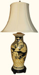 Hand painted Canton landscape fish tail lamp
