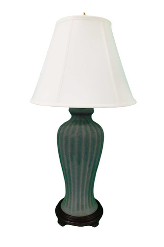Tall Tong Chi Celadon Fluted porcelain Lamp