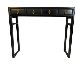 39 " W. Stretch Leg Chinese Antique Table With Drawers