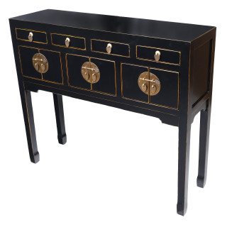 Chinese Console Table Lady Chest In Black Lacquer