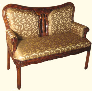 47 by 21 by 37 inch high Art Deco settee
