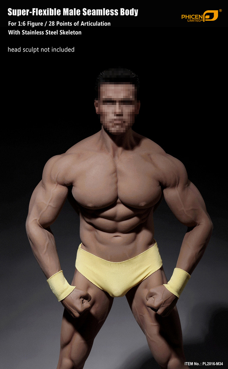 TBLeague PL2016-M34 Flexible Seamless Male Super Muscular Body Steel Skeleton