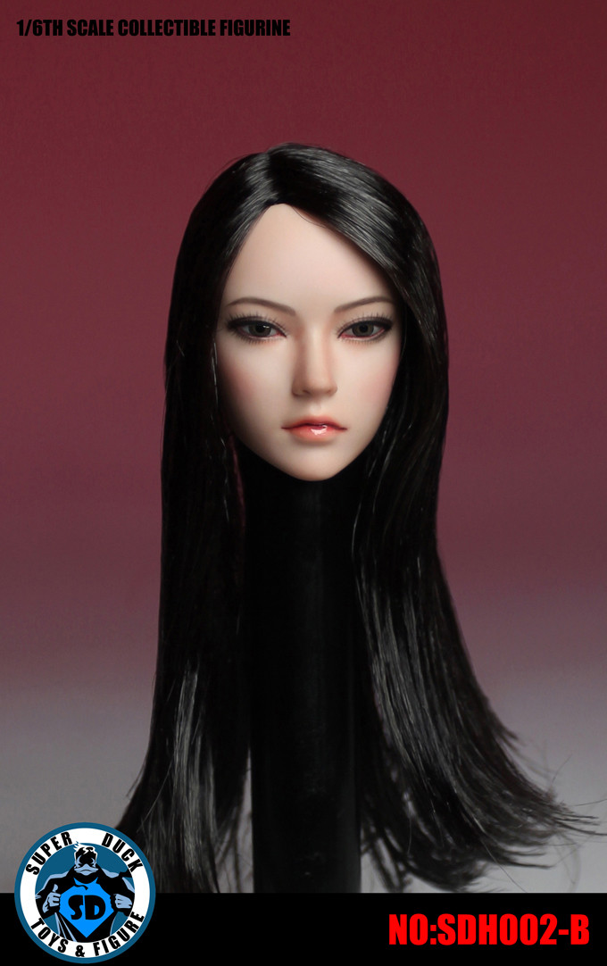 Details about / 1//6 Asian Beauty Girl Black Long Hair Head Sculpt Carved for 12/" Female Body