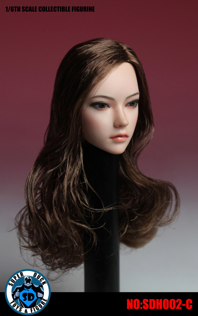 Super Duck Sdh002 C 1 6 Scale Asian Female Head Sculpt Long Brown