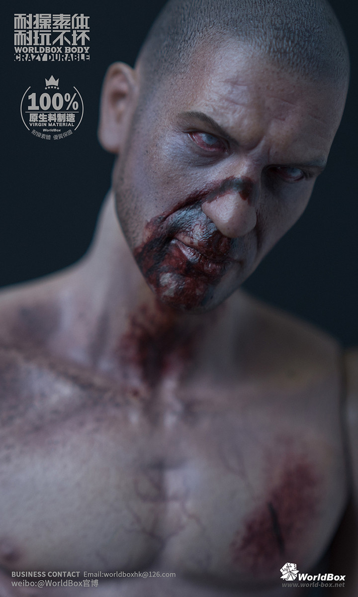 WorldBox AT019 1/6 Scale Nude Durable Figure Body with Zombie Head 
