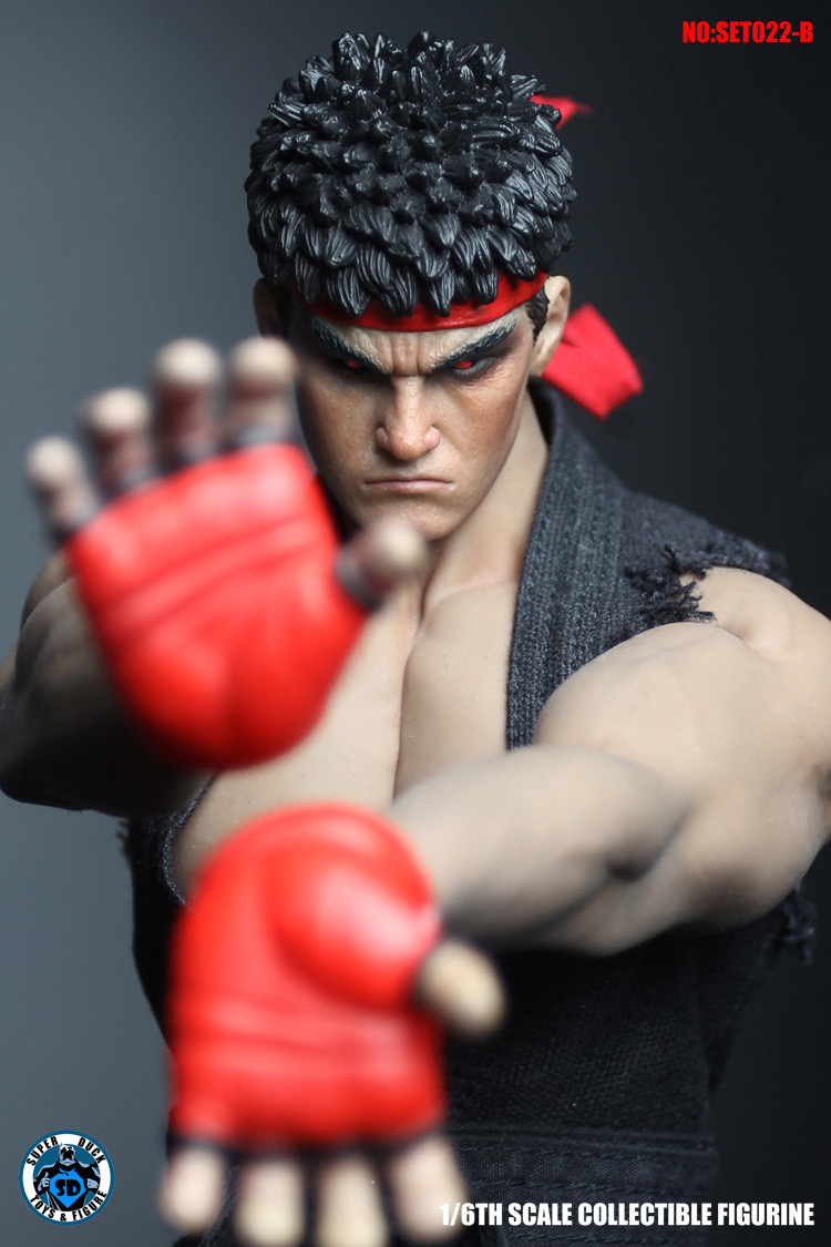 1//6th Street Fighter Black Ryu COSPLAY Clothing+Head Sculpt SUPER DUCK SET022B