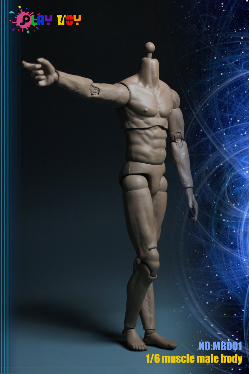 1/6 Play Toy MB001 Male Strong Muscular Doll 12'' Double-jointed Arm Body 