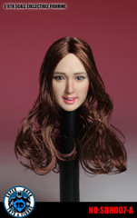 SUPER DUCK SDH007-A 1/6 Scale Asian Girl Head Sculpt Brown Curly Hair