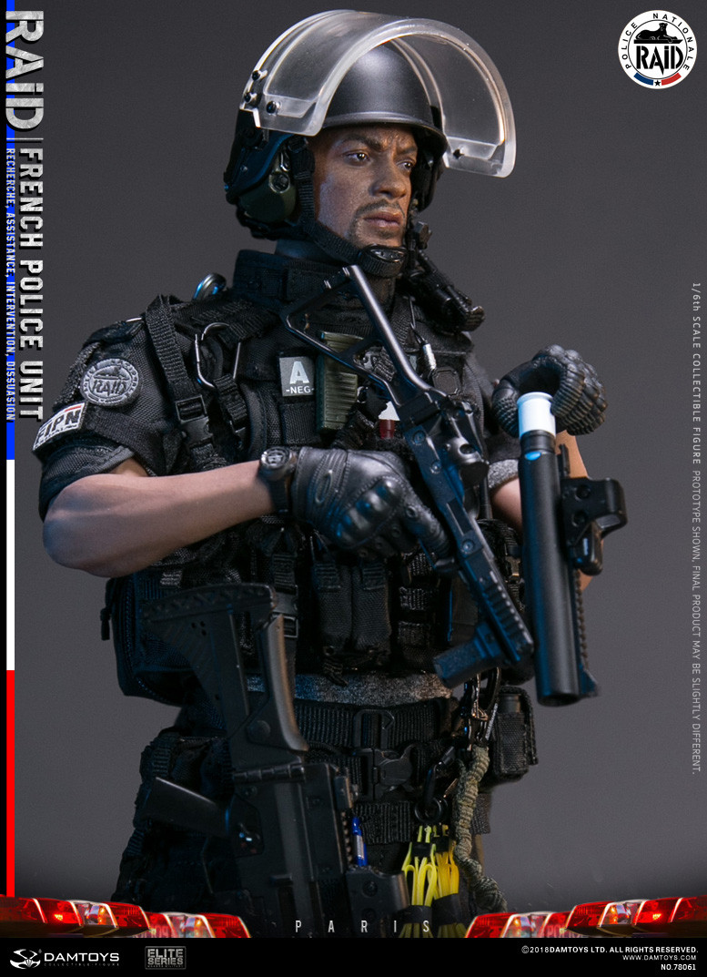 Black Uniform Set 1/6 Scale French Police Unit RAID Damtoys Action Figures 