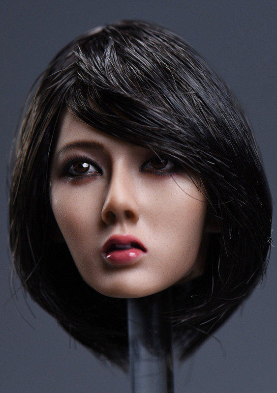 YMTOYS 1/6 Asian Yun Head Sculpt W Black Short Hair F Suntan Female Body 