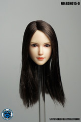 SUPER DUCK SDH015-D 1/6 scale Girl Black Head Sculpt Pale Skin tone 