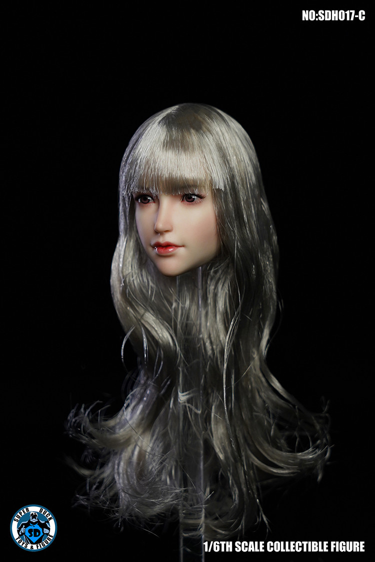 1/6 SUPER DUCK SDH017B Pale Skin Short Hair Girl Head Sculpt Fit 12'' Figure Toy 