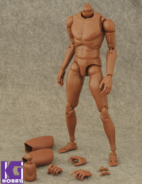 B003 1/6 scale male action figure body black skin tone front view
