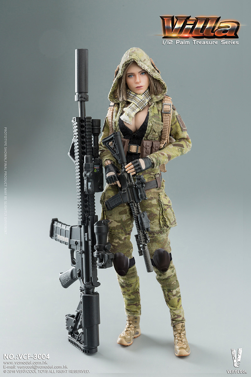 1/12 Villa 迷彩女性兵士 ヴィッラ 1/12スケール 植毛ヘッド VERYCOOL 1/12 Villa Women Soldier MC Camouflage | kghobby.com