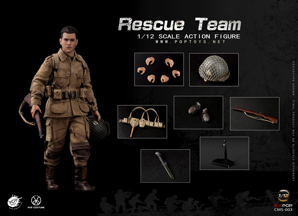 新品　Rescue Team 1/12 アクションフィギュア Poptoys 1/12 Paratrooper Figure US Rescue Squad WWII