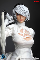 SUPER DUCK SET026 1/6 White Sexy Female White Robot Head Sculpt Costume Set