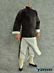 ZY TOYS 1/6 Chinese Kung Fu Costume Outfits: Black Long Robe with Collar