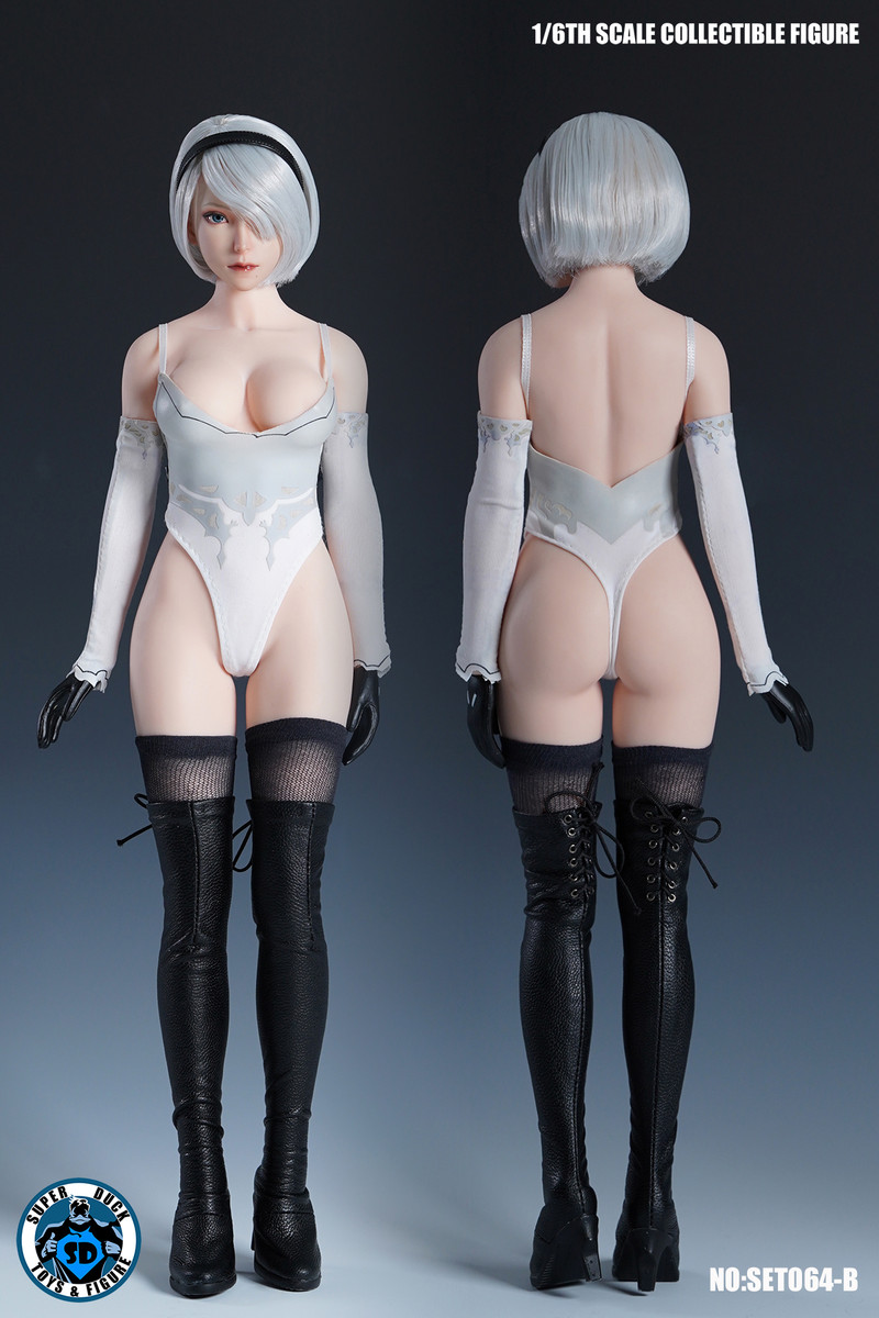 SUPER DUCK SET064B 2B Nier Sexy Robot 1/6 Costume + Head Sculpt