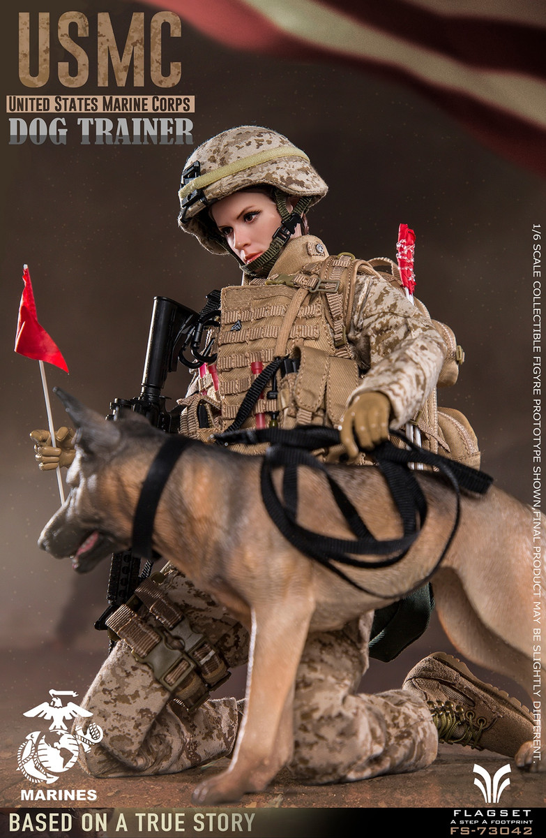 FLAGSET 1/6 アメリカ軍 アメリカ海兵隊 ドッグトレーナー 女性兵士 Flagset USMC Dog Female Trainer 1/6 Figure FS-73042