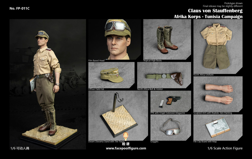 Facepoolfigure FP011C 1/6 シュタウフェンベルク Facepoolfigure Stauffenberg Afrika Korps Tunisia Campaign FP011C