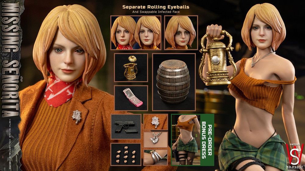 Pré-venda SWTOYS FS058 1/6 Resident Evil Ashley boneco de ação feminino  Armor Ver.