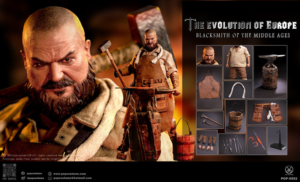 POP COSTUME POP-EE02中世ヨーロッパ 鍛冶屋刀匠ブラックスミス POP COSTUME 1/6 EE02 The Evolution of Europe-- Blacksmith,1