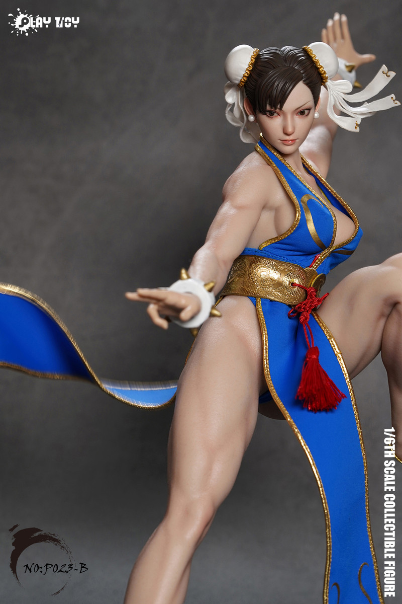 Play Toy 1/6 P023 B 春麗 PLAY TOY P023-B Chun Li Female Fighter1/6 Figure Blue Suit