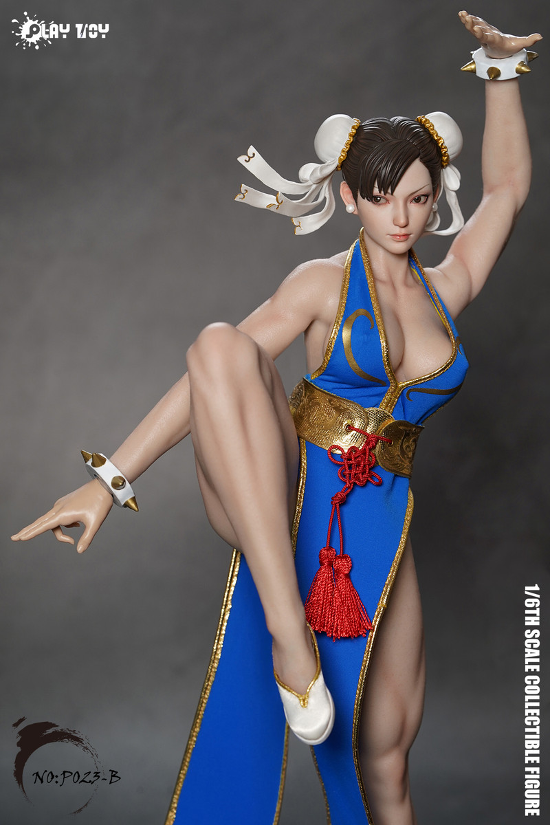 PLAY TOY P023-B Chun Li Female Fighter1/6 Figure Blue Suit