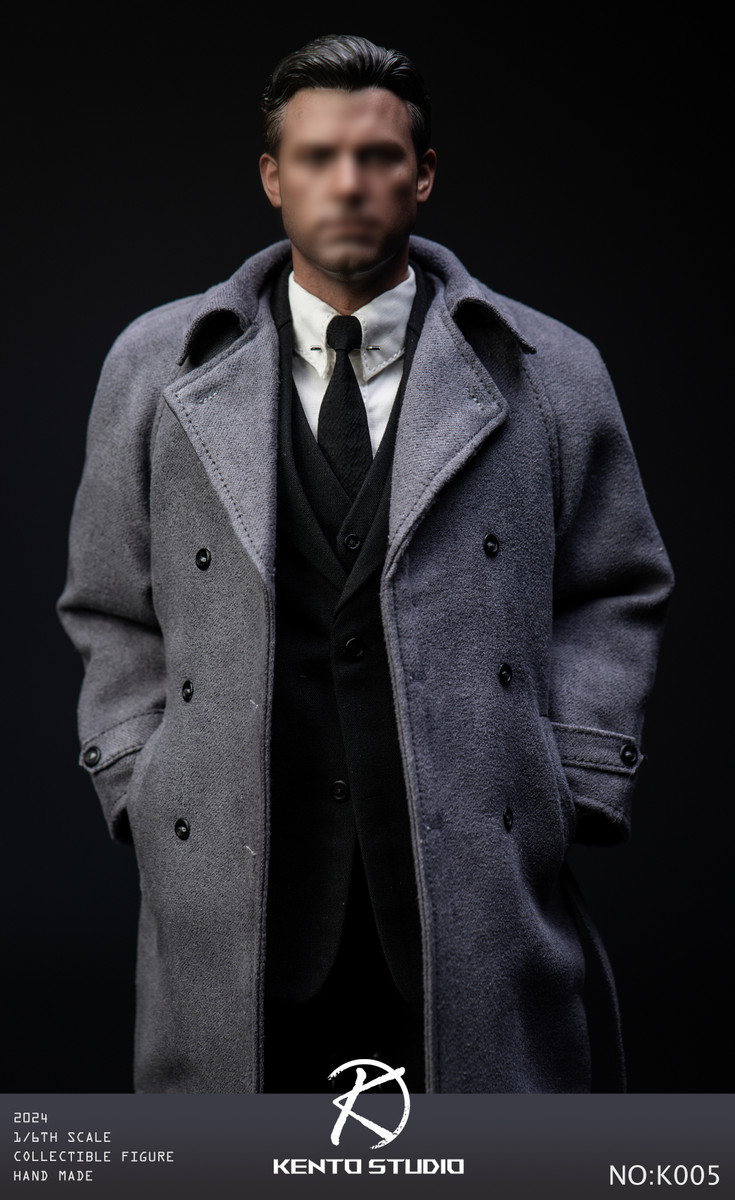 Kento Studio 1/6 Scale Grey Coat & Men's Suit Set with Body K005