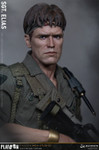 Front view of Damtoys Sergeant Elias 1/6 scale figure holding M16 rifle. Authentic Willem Dafoe likeness from the movie Platoon