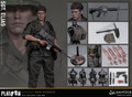 Full accessory list for Damtoys Elias figure including M16A1, M72 LAW, Claymore mine, grenades, and NCO webbing.
