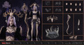 Complete product showcase revealing all included accessories weapons and the specialized display base for the Calamity sixth scale figure.