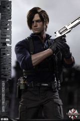 Front view photograph of the Umbrella UT-002A one sixth scale Agent Leon figure highlighting the detailed rooted hair head sculpt and tactical gear uniform.