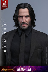 Front view of the Hot Toys Artisan Edition John Wick figure showcasing the incredibly detailed head sculpt with realistic rooted hair.