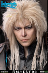 Close up view of the 1/6 scale David Bowie head sculpt showing detailed facial features and styled blonde hair.