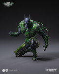 Close up shot highlighting the intricate head sculpt and dark suit textures of Earth minus thirty two Batman.