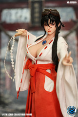 he SuperDuck SET095 airborne shrine maiden figure showcased in a dynamic action stance highlighting the seamless silicone body articulation.