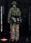 rear view showing the leather Y straps equipment belt M31 Zeltbahn and Spring Oak Leaf camo backpack accessories