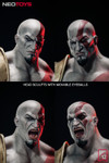 Close up of the NEOTOYS God Killer head sculpt showing the detailed beard sculpt and separate movable eyes mechanism.