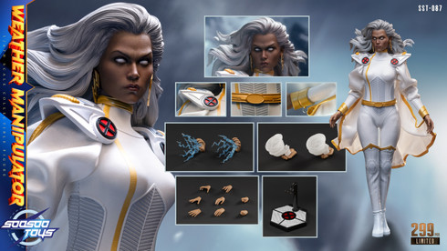 Soosootoys SST087 Weather ManipulatorThe main front full body view of the Soosootoys SST087 Weather Manipulator one sixth scale figure showcasing the detailed white costume and flowing hair.