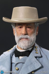A close up view highlights the detailed facial sculpt and hand painted gray beard on the DID NS80198 Robert E Lee figure.