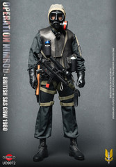 Close up shot displaying the detailed Bristol Type two body armor genuine leather MK1 pigskin assault vest and Pocketfone radio setup on the Ujindou UD9072 SAS figure.