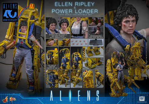 Detailed view of the mechanical manipulator claws and hydraulic tubing on the Hot Toys Aliens Power Loader collectible.