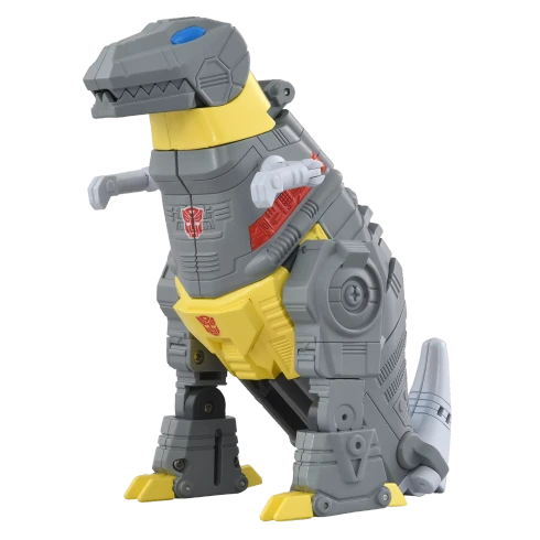 Detailed look at the Transformers Missing Link C13 Grimlock transformed into his classic Tyrannosaurus Rex dinosaur mode.