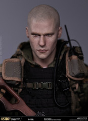 The realistic portrait on this Damtoys military action figure perfectly captures the intense expression of a modern Spetsnaz special forces operator.