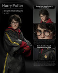 A close up portrait of the Harry Potter head sculpt highlighting the realistic skin texture and signature lightning bolt scar.