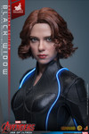 The Hot Toys Artisan Edition Black Widow features a highly detailed head sculpt with separate rolling eyeballs and meticulously implanted red wool hair.